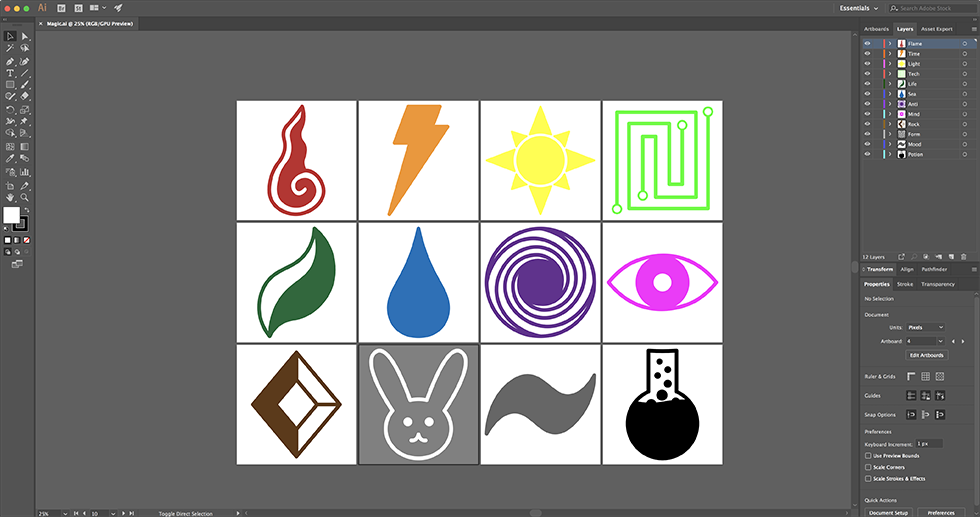 Magic symbol vectors