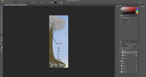 Photoshop interface with my name doodle project in it