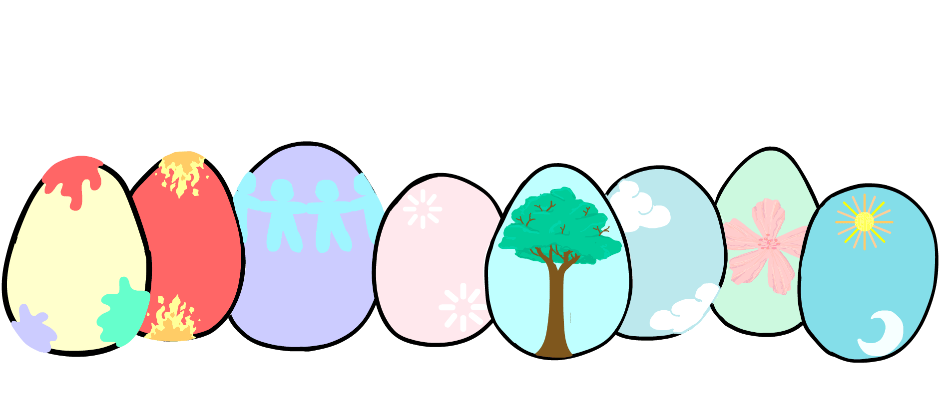 Colorful eggs opening to spell Freestyle