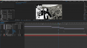 In this snapshot of After Effects, I am putting a zoom animation on this photo and linking it to a specific part of the audio.