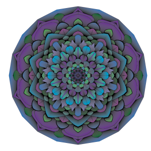 Colored mandala using cool colors and gradients 