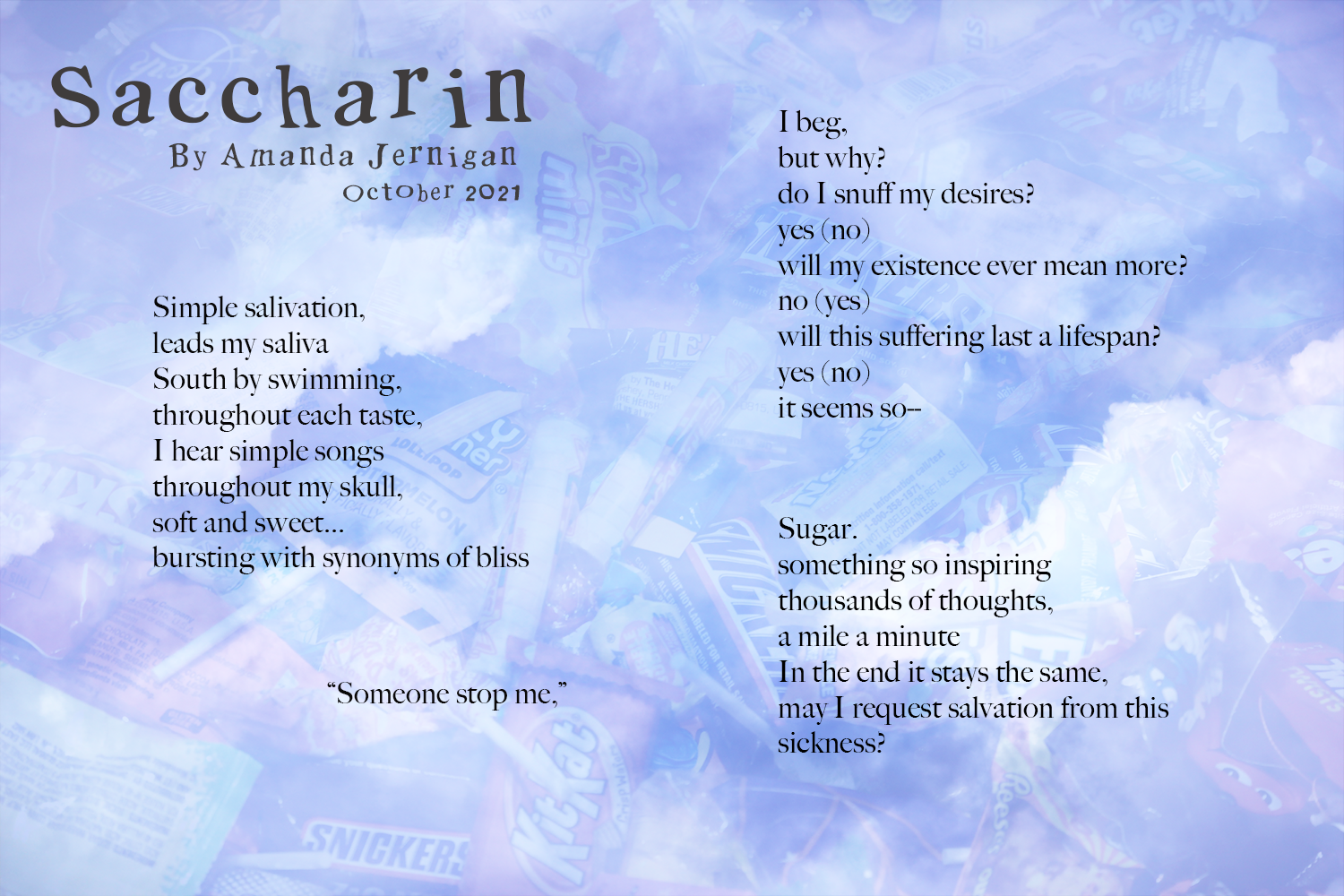 Poem by Amanda Jernigan Saccharin
