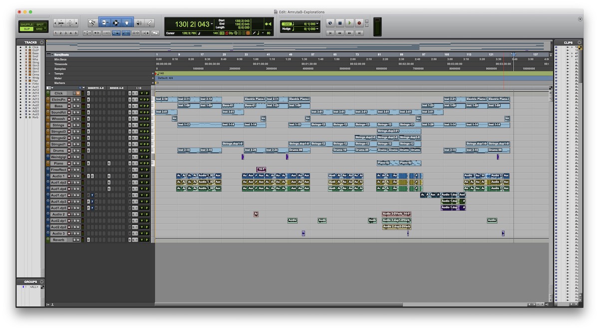 screenshot of the finished recording in Pro Tools