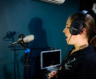 Testing vocals in the studio