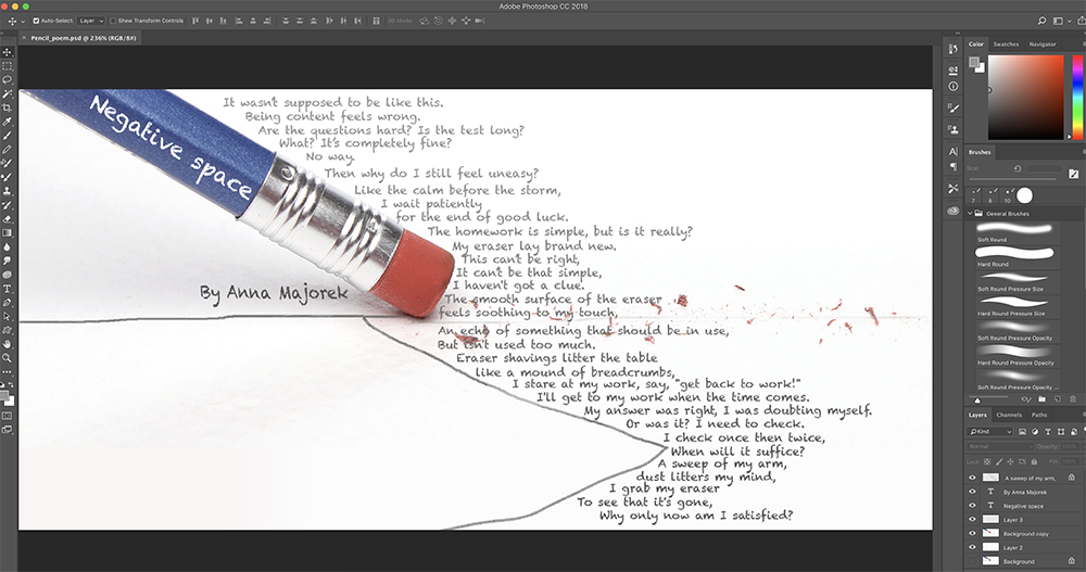 Editing my poem onto an image in Photoshop