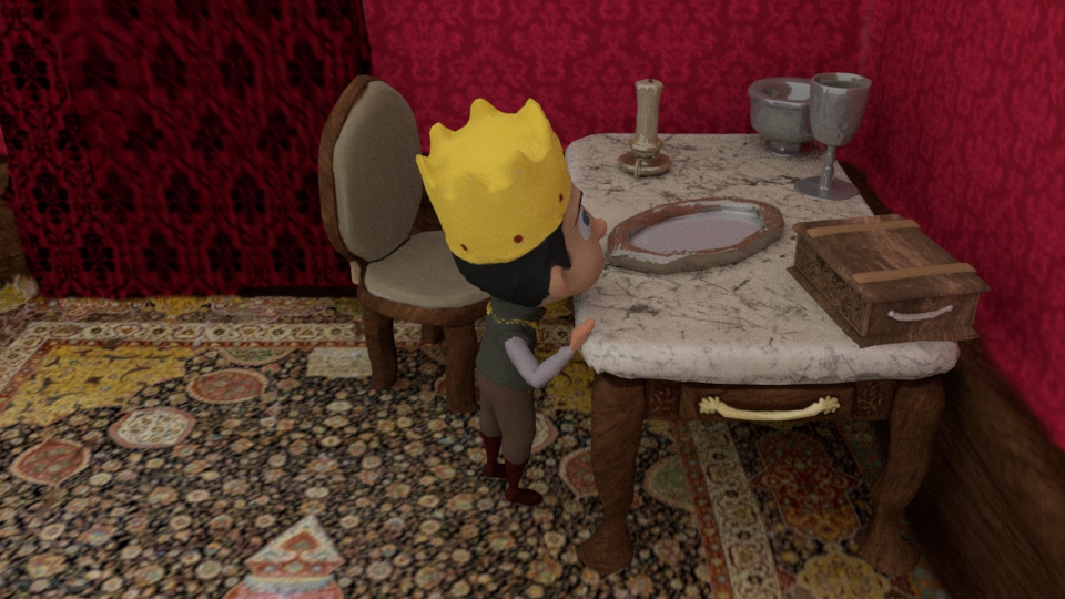 The prince in my environment, posed to reach for the mirror, another angle