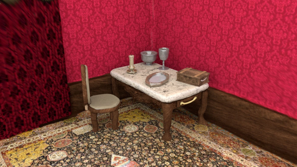 A different angle of the Victorian esque room
