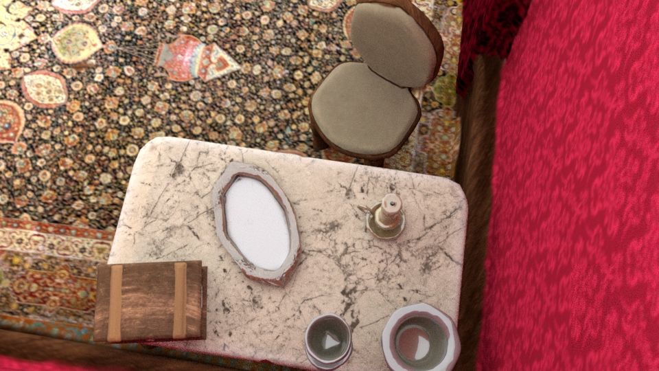 Top view of a Victorian esque room