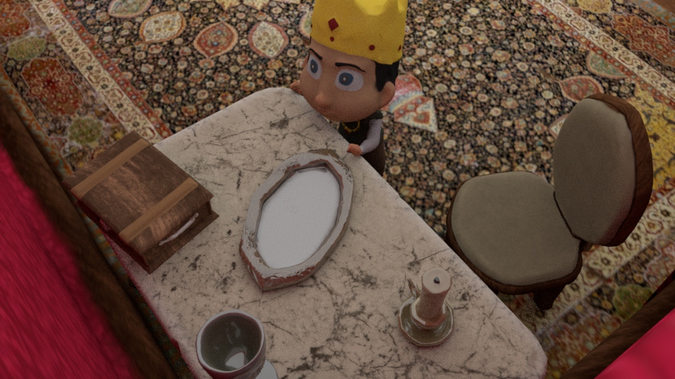 The prince in my environment, posed to reach for the mirror, another angle