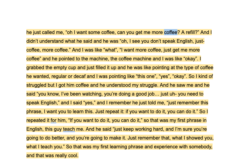 This is the screenshot in google docs.