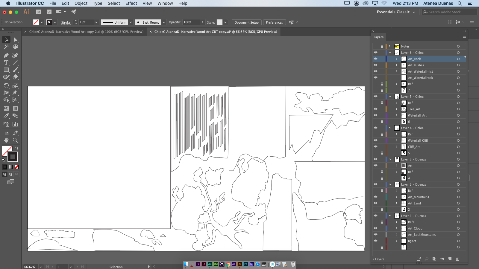 Another screenshot of the Illustrator file, but all set for cutting