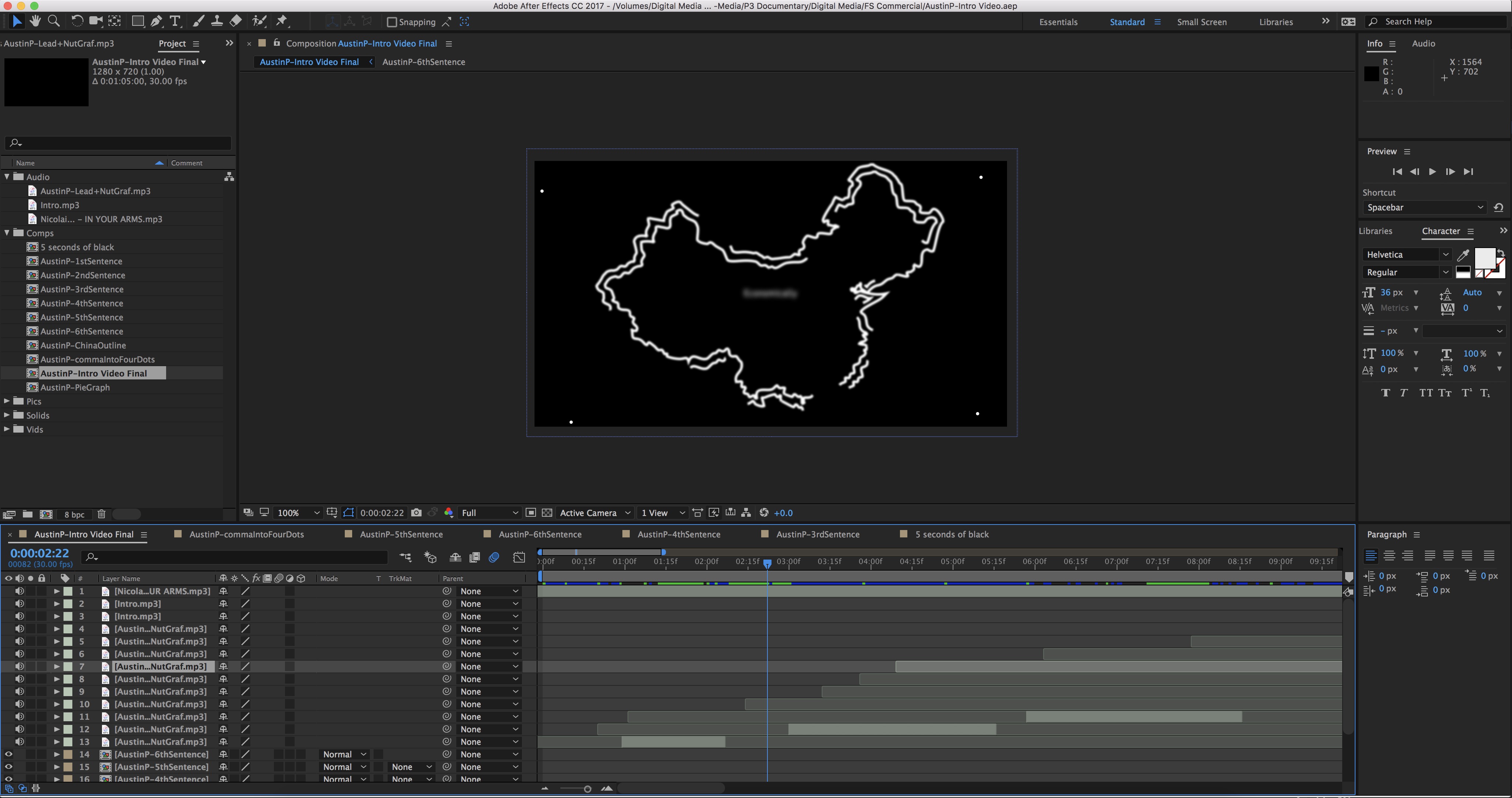Screen Shot of My Adobe After Effects Workspace