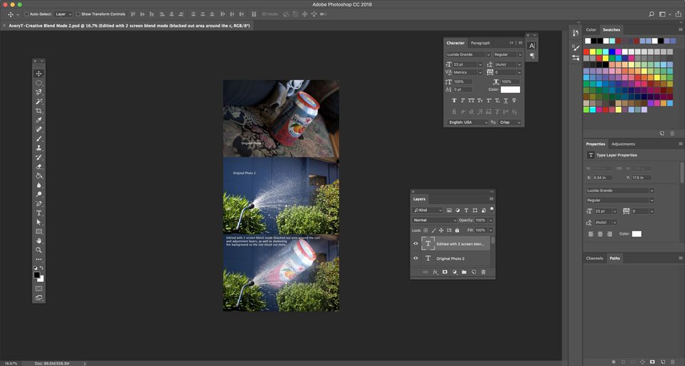 Adobe Photoshop Workspace for Creative Blend Modes