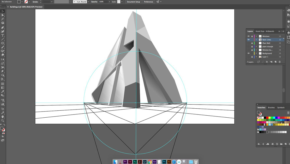 Creating a 3-point perspective grid in Adobe Illustrator