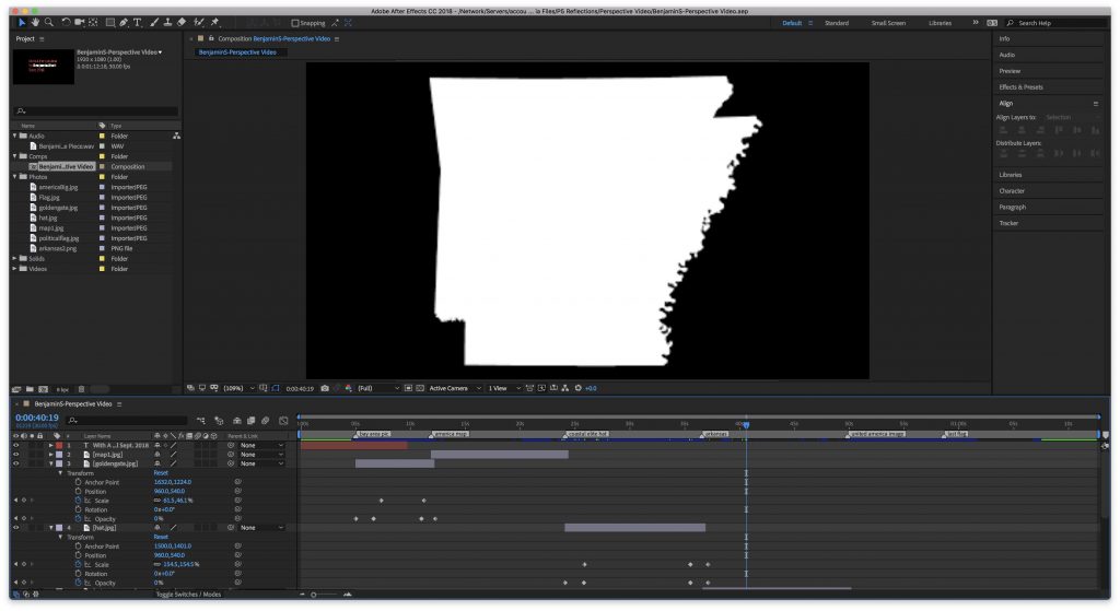 Screen shot of my After Effects sesions