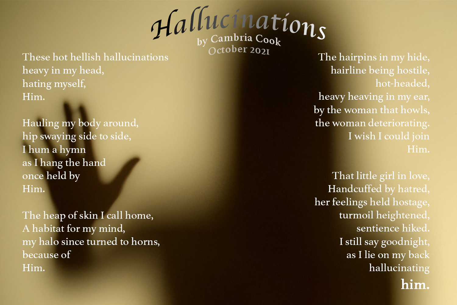 Poem by Cambria Cook Hallucinations
