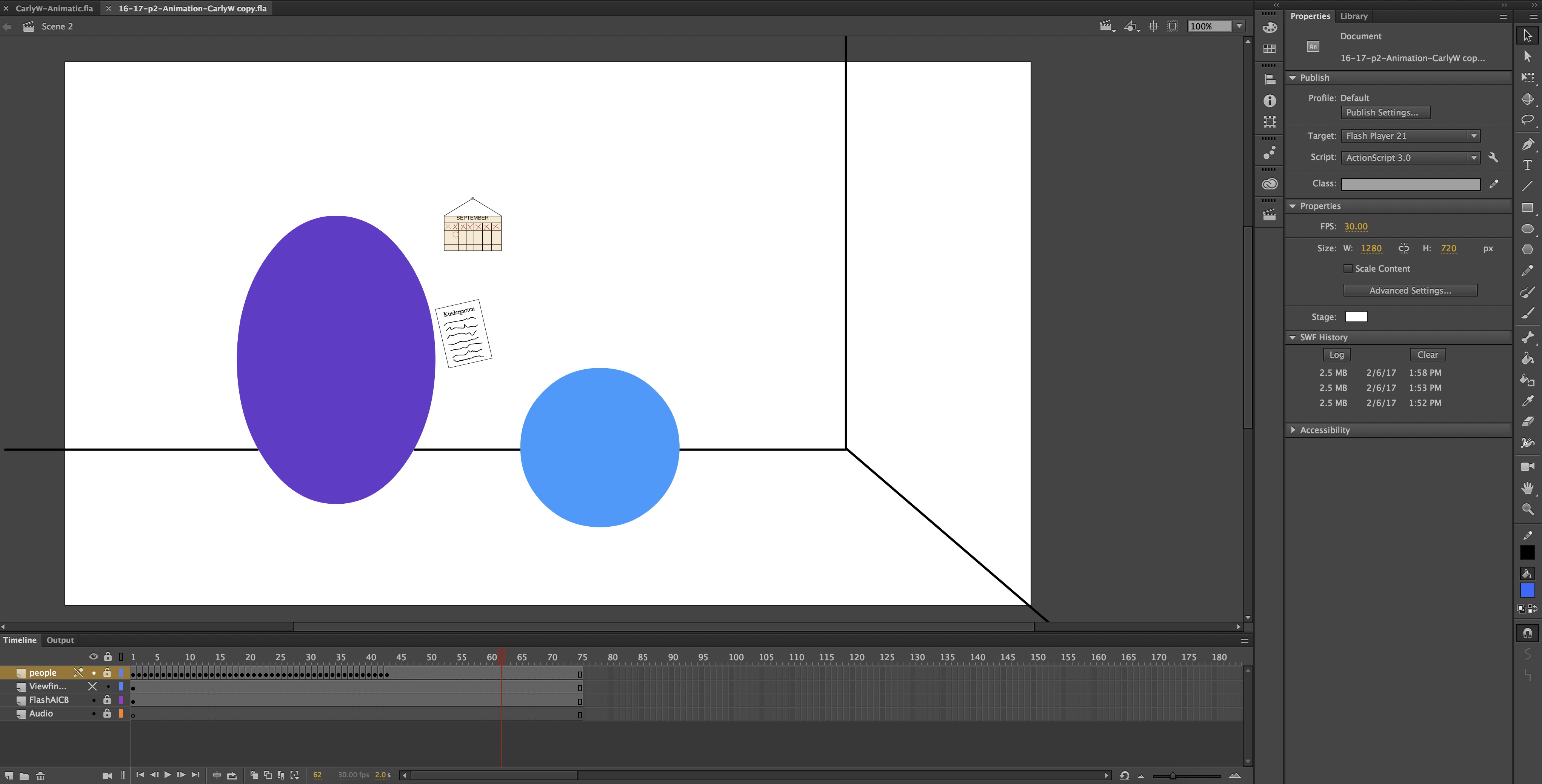 Screenshot of Animate session for my animation