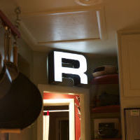 A light up R in the kitchen.