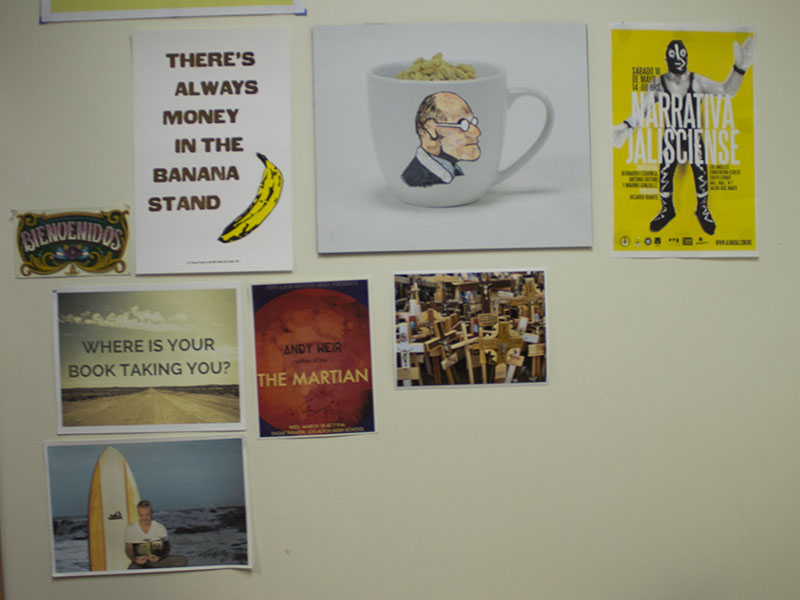 Various posters in Mr. Jack's office at the Los Altos High School Library.