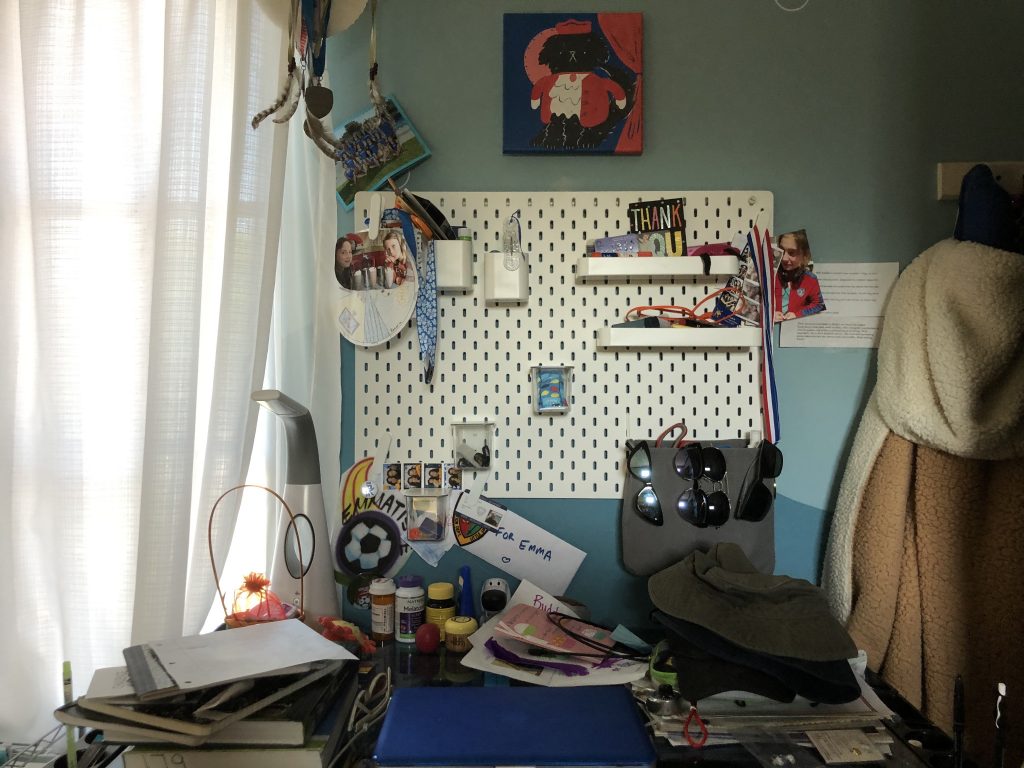 This is a photo of my desk at home which I believe describes my personality. 