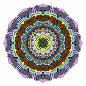 A colored mandala with 12 identical slices.