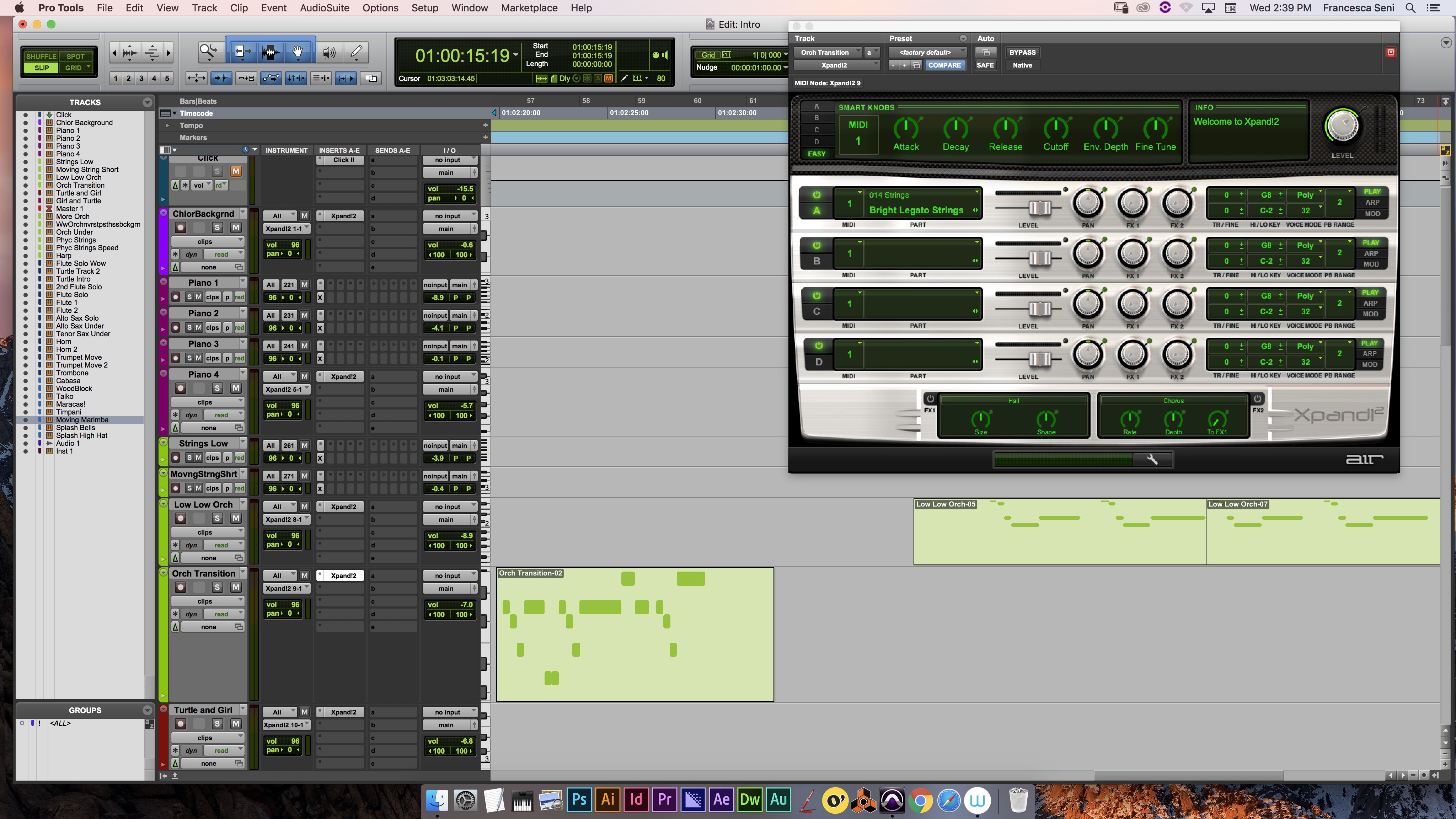This is a screenshot of the Xpand!2 tool in Pro Tools which I used to mimic sounds of different instruments