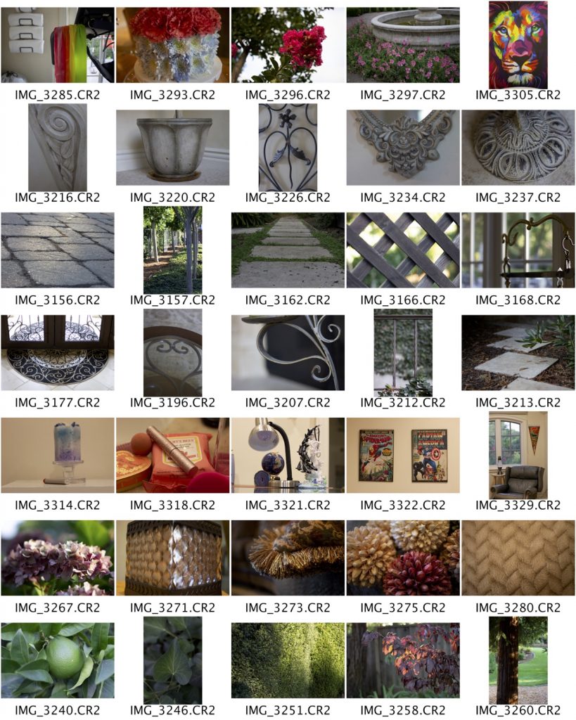 This is my contact sheet for the project