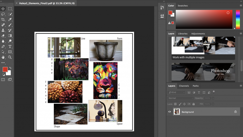 This is my Photoshop interface for the project