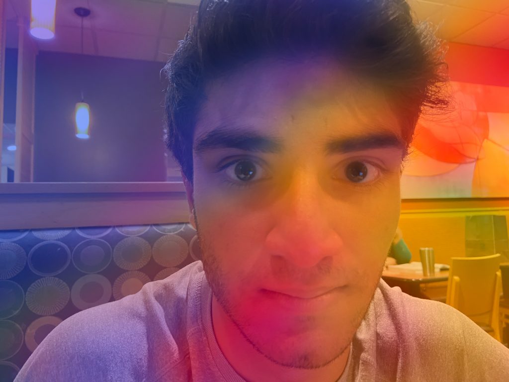 A boy with color overlays warm and cool