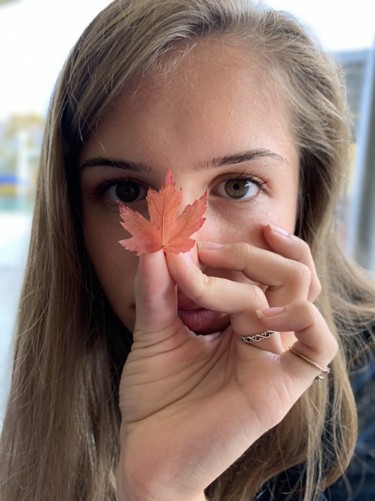 A picture of me holding a leaf
