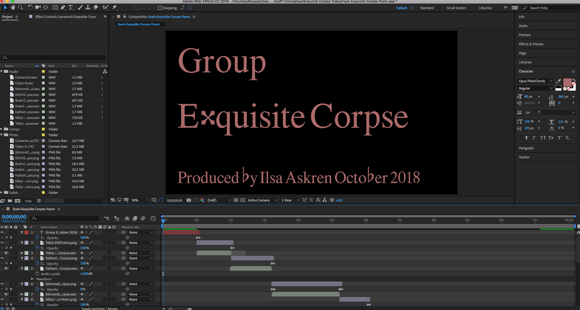 A screenshot showing how After Effects looks with image/text content
