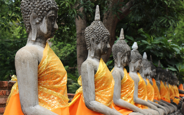 Wrapped Buddha statues