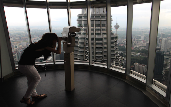 At the top of the Petronas Towers