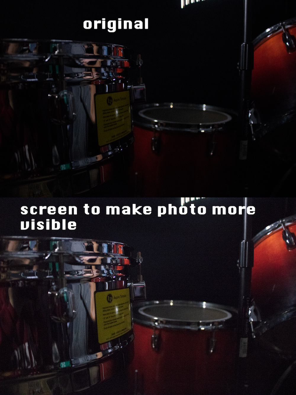 screen to make photo more visible