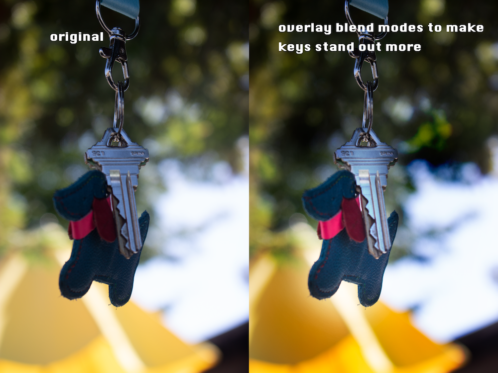 overlay blend modes to make keys stand out more