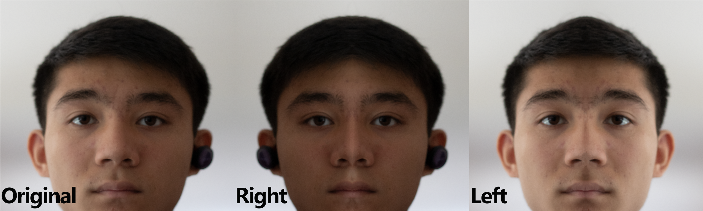 An image of three of me, but my face is copied in different ways
