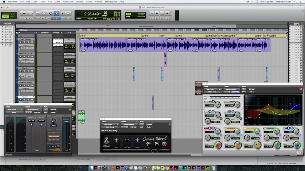 This is a screenshot of my pro tools session recording my Flash Fiction. 