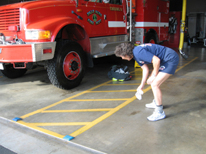 cleaning up at fire station