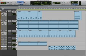 This shows the ProTools interface for my experimental song. 