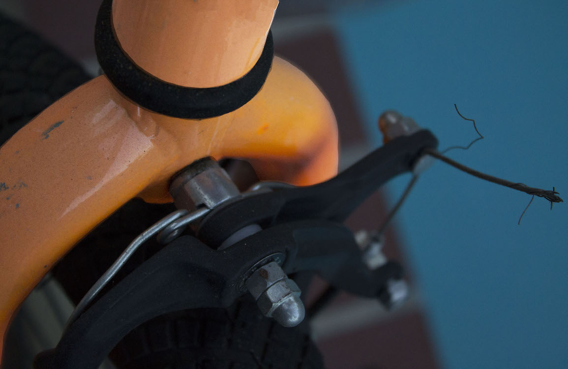 This is a zoomed in photo of a bike handle.