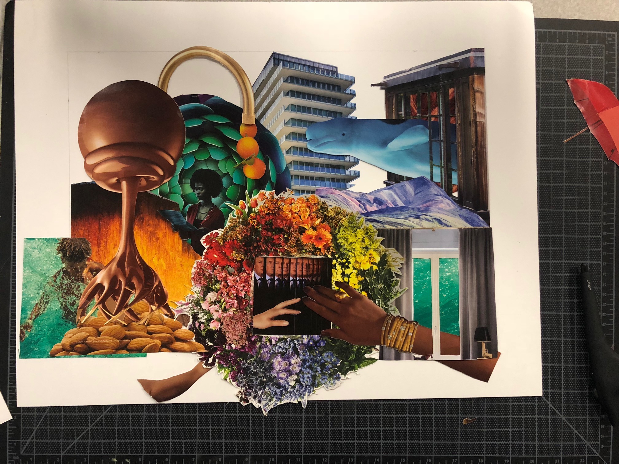 This picture shows the first stage of my collage.