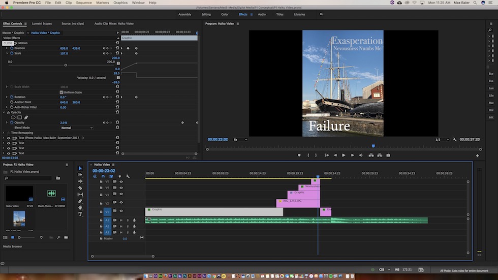 This is a screenshot of my haiku video production in Premiere Pro.