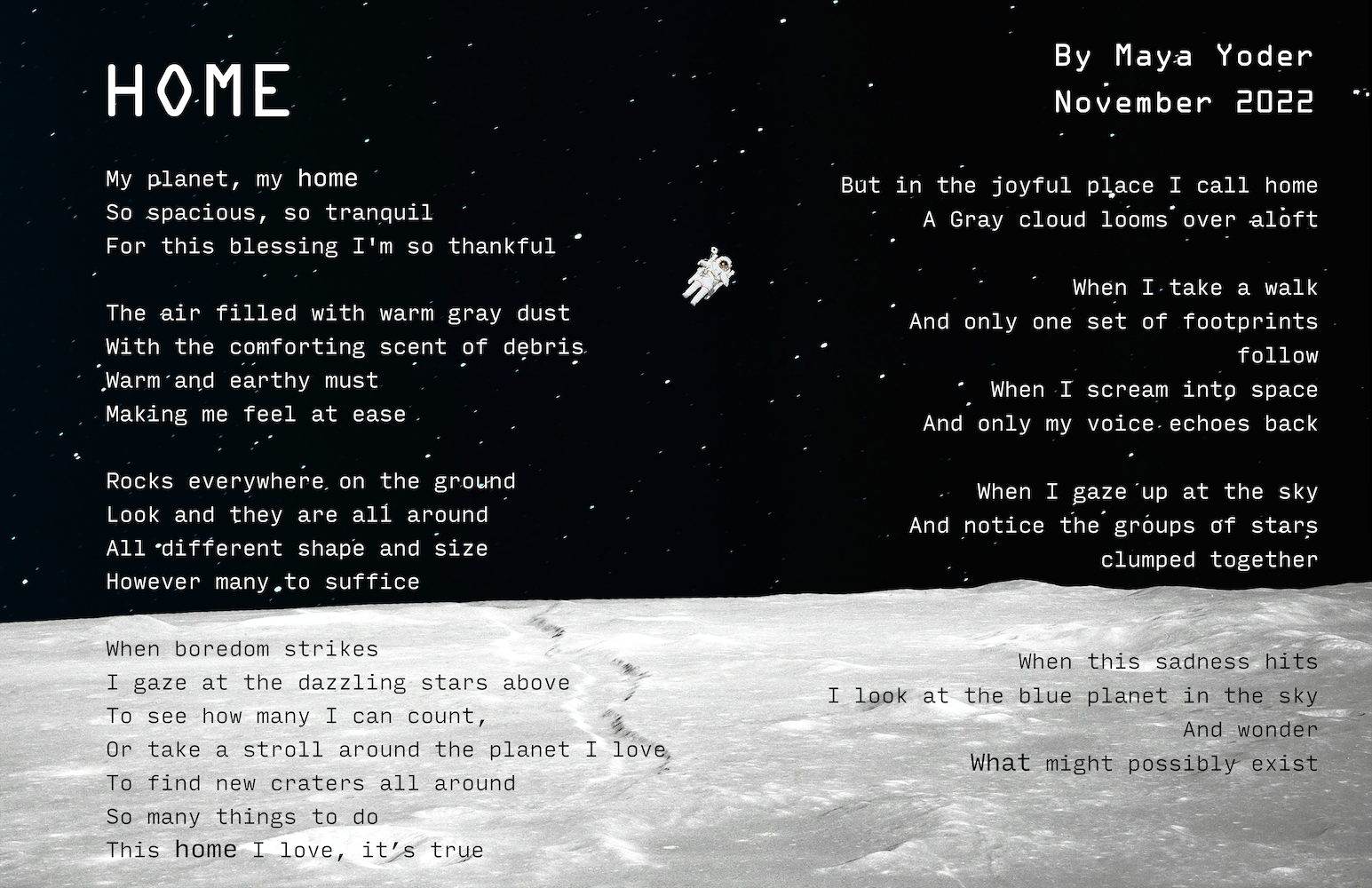 Poem by Maya Yoder Home