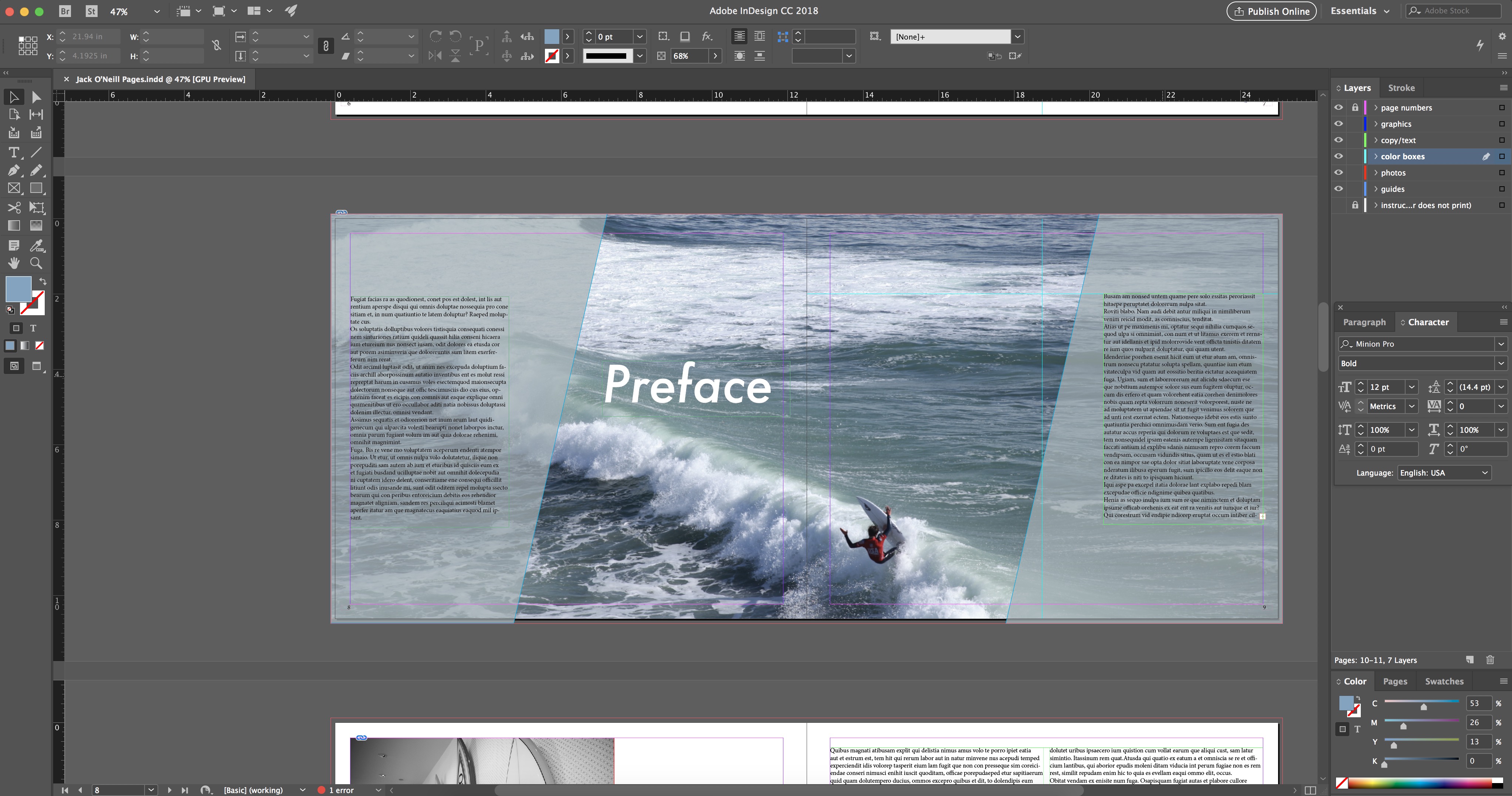 This is a screenshot of my work in InDesign.