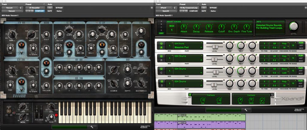 Image of some instruments in ProTools