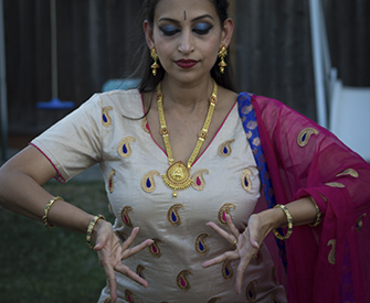 Image of Ashwini with her hands in Mudras