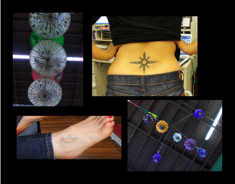 A collage of mood pictures and tattoos