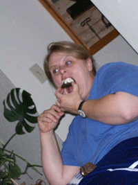My mom eating a cookie