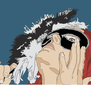 An illustration of me holding a mask in front of my eyes, click for full view