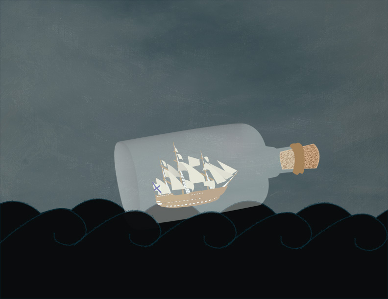 Ship in a bottle illustration